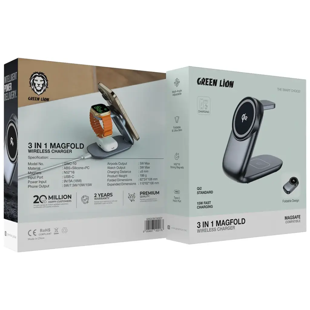Green Lion 3 in 1 MagFold Wireless Charger - Image 3