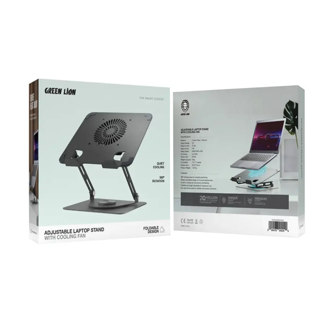 Green Lion Adjustable Laptop Stand with Cooling Fan - Image 2